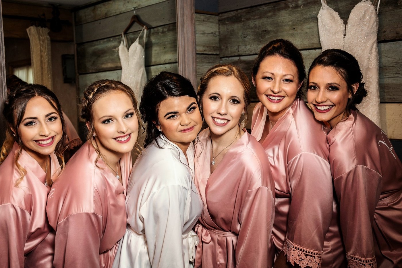Bridal party in the rustic bridal suite